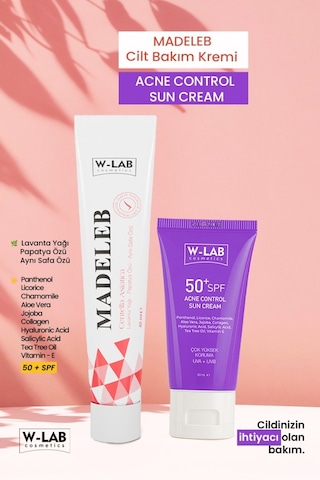 W-Lab Cosmetics Madeleb Krem 40 Ml Ve W-Lab Cosmetics Akne Kontrol Güneş Kremi 50 Ml