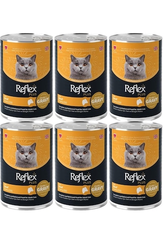 Reflex Plus Dana Etli Sos İçinde Et Parçacıklı Kedi Konservesi 400 Gr 6 Adet