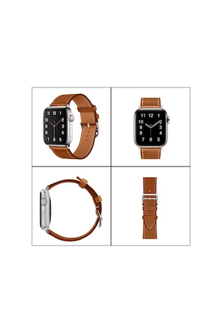 Ally Apple Watch Uyumlu 7-8 41mm 6-5-4 40mm Single Coil Deri Kayış Kordon 3-2-1 38mm- 5775