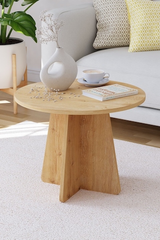 Mantar Orta Sehpa Yuvarlak Orta Sehpa 58 Cm - Safir Meşe