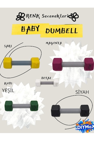 Dambıl Bebek Çıngırağı Fitness Temalı Oyuncak Dumbell 14 CM Yenidoğan - Siyah