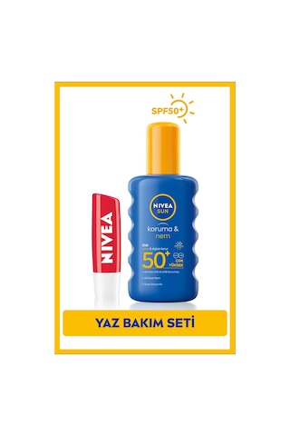 Nivea Sun Koruma & Nem Güneş Spreyi SPF50+ 200 ML + Fruity Shine Çilek Dudak Kremi