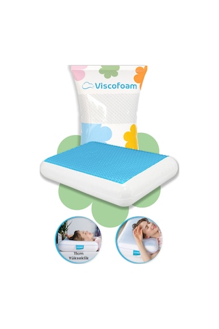 Viscofoam Lüks Terletmeyen Ortopedik Yastık Serinleten Visco Yastık Jelli Yastık 60x40x11cm