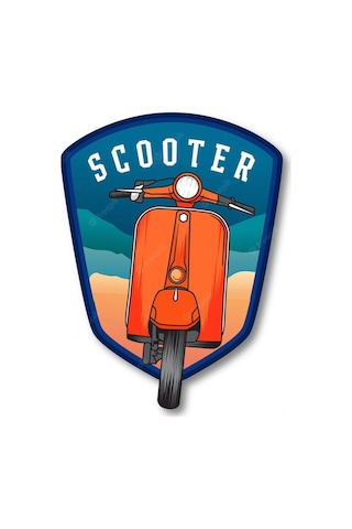 Scooter Vespa Oto Sticker, Motorsiklet, Laptop, Kask, Araba Sticker 14x11 Cm