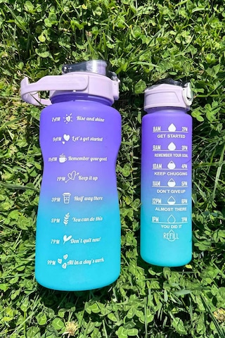 Pikas Motivasyonel Su Matarası Su Şişesi Suluk 2 Litre Tritan Spor Salonu Su Şişesi Bpa Içermez Suluk Çok Renkli