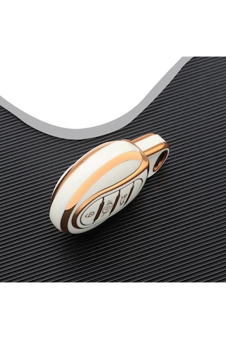 Lüx Mini Cooper Countryman Nano Anahtar Kılıfı Beyaz Gold Altın Renk 1.ci Kalite
