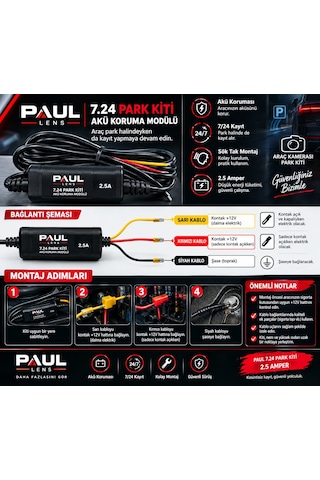 Type-c Girişli 7/24 Araç Kamerası Park Modu Bağlantı Kiti Hardwire Kit 3 Metre Sigorta Girişli