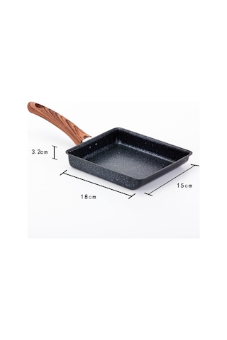 Youmex Japon Usulu Multifonksiyonel Mutfak Tava: 15x18cm Demir Mefarosh Taşlı Kaymaz Yumurta Ve Yumurta Sarma Tavası, Düz Taban, Ahşap Kollü Diğer