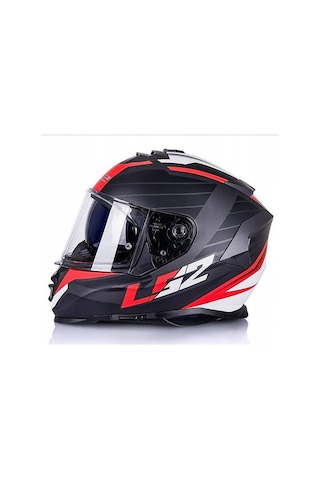 Ls2 Storm 2 Nerve Kırmızı Kapalı Motosiklet Kaskı Siyah - Kırmızı