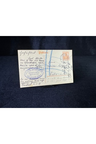 Antiye 1918 Yılından Almanya Germania 7 1/2 Pfennig Kendinden Pullu Postakartı