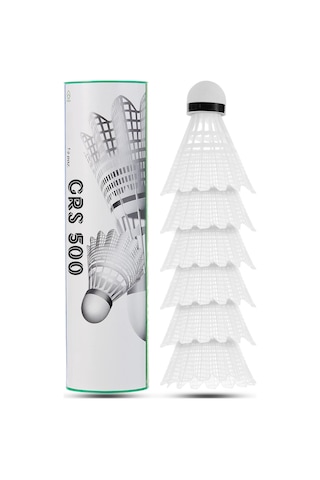 6 Adet Badminton Topu Semi-pro Dengeli Hız Başlangıç Kutulu Mantar Kafa Deluxe Top Seti Beyaz 620