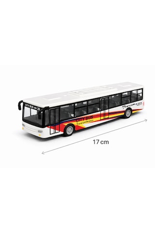 Oyuncak Şehir Otobüsü Çek Bırak Sürtmeli City Bus Modeli Beyaz