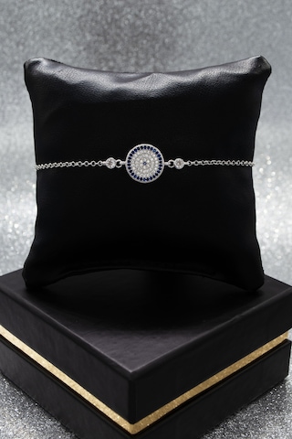 Nazar Boncuğu 925 Ayar Gümüş Kadın Ayarlanabilir Bileklik - Gümüş