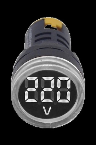Gwest 24v-550v Voltmetreli Beyaz Şeffaf Sinyal Lambası 220v Göstergeli 22mm