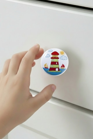 Porselen Kule Çocuk Odası Mobilya Kulbu - Tekli Düğme - Dolap Ve Çekmece Kulpu Çok Renkli
