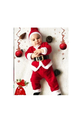 Pembecin Noel Baba Kız Erkek Çocuk Kostüm Kırmızı