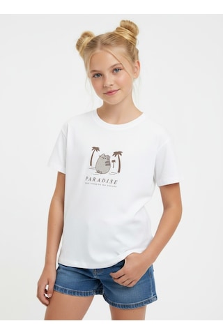 Sea Bubbles Kedi Pusheen Kız Çocuk Tişört St10384 Beyaz
