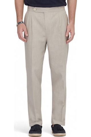 Kip Vizon Dokuma Carrot Fit Casual Pamuk Karışımlı Pantolon Vizon