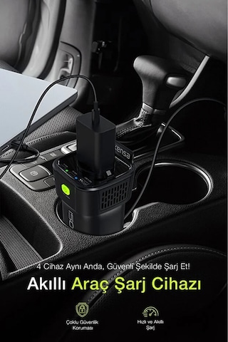 150w Araç Elektrik Adaptörü 12v To 220v İnvertör, Usb & Type-c Çoklu Araç Dönüştürücü 5 İ 1 Arada