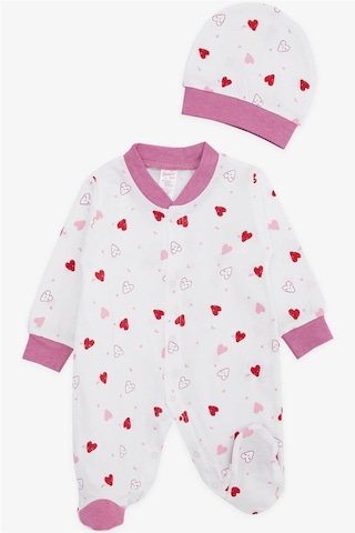 Breeze Kız Bebek Patikli Tulum Sevimli Renkli Kalp Desenli 0 3 Ay 6 Ay, Ekru Ekru