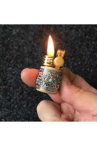 Mini Retro Sultan Benzinli İşlemeli Kadın Çakmak Metal