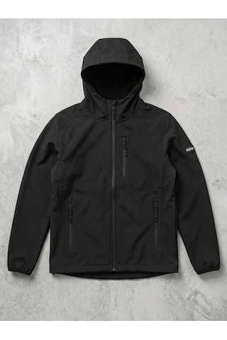 Alpine Frstedt Outdoor Kapşonlu Shoftshell Ünisex Jacket Koyu Siyah