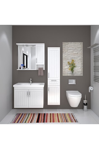 Denko Lotus 80 Cm Mdf Lake Banyo Dolabı Takımı
