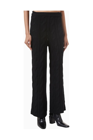 Rowen Rose Large Pants, Lüks Yün Triko Geniş Paçalı Modern Ve Zamansız Şık Pantolon Siyah