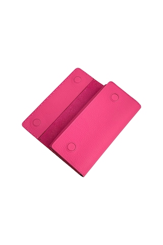Fuşya %100 Hakiki Deri Dikiş Detaylı Gizli Mıknatıslı Kapaklı Özel Tasarım Kadın Cüzdan Portföy Fuşya
