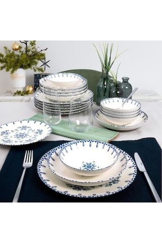 Güral Porselen Camelia 24 Parça 6 Kişilik Bone Yemek Takımı Dg 1654 Beyaz