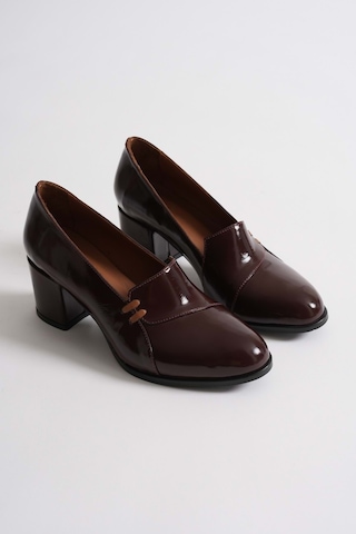 Analin Shoes Kadın Hakiki Deri Biyeli Topuklu Ayakkabı Bordo