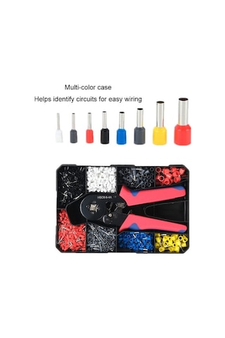 Ximistore9 1200 Adet Boru Tipi Soğuk Presli Terminal, Çok Renkli Koruyucu Kılıflı Ve Ratchet Mekanizmalı Pres Makinesi Plastik Kutu Seti