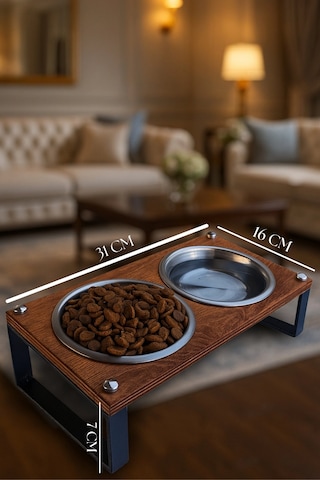 Reyo Ok-ay Store Zorvia Paslanmaz Çelik Kedi Köpek Mama Ve Su Kabı Standı, %10 Eğimli, Ergonomik, Yükseltilmiş Sağlıklı Beslenme, Siyah-ceviz