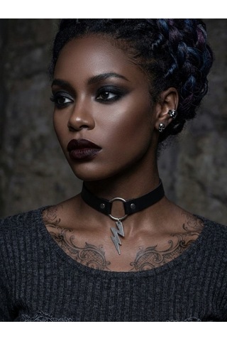 Deri Choker Yıldırım Kolye Punk Gotik Boyunluk Kadın Rock Stil Kolye Ayarlanabilir Siyah Choker Trendy Takı Çok Renkli