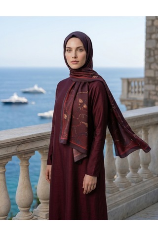 Moda Nuda Celebrity Karte Şal Bordo - Şık Ve Zarif