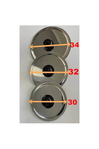 Paslanmaz Çelik 3 Adet 36-34-32cm Tavalar İçin Balık Tavası Kapağı Net 34-32-30cm Kulplu Diğer