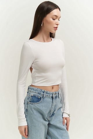Mai Collection Mai Studios Co. Mita Sırt Dekolteli Beyaz Bluz Beyaz