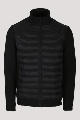 Erkek Siyah Zırh Örme Hırka Fermuarlı Dik Yaka Slim Fit Ince Astarlı Mevsimlik Cardigan Ncs Jeans 4517-Siyah