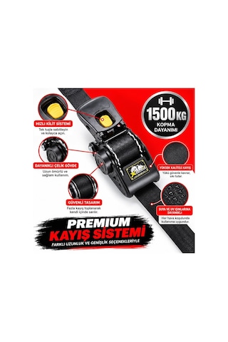 Sn-37790 Otomatik Geri Sarımlı Cırcırlı Yük Bağlama Kayışı Halatı 3 Metre 2 Ton