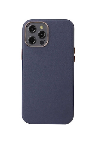 Apple Uyumlu iPhone 12 Pro Max Kılıf Zore Leathersafe Wireless Kapak Lacivert
