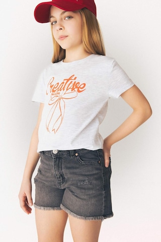 DeFacto Kız Çocuk Bisiklet Yaka Baskılı Kısa Kollu Tişört E5895A825SMGR400 Gri