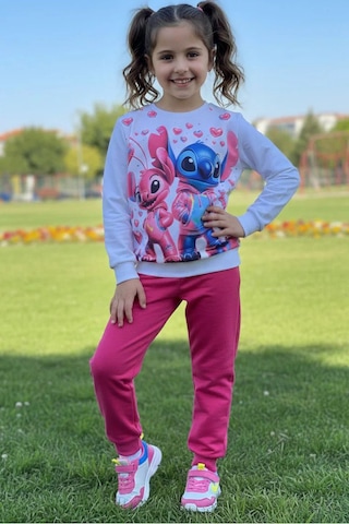 Emila Kids Kız Çocuk Fuşya Baskılı Pijama Takımı - 28246-fusya