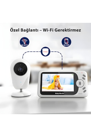 Vb608 Akıllı Bebek Kamerası 4.3 Ips Ekranlı Video Bebek Telsizi, 2.4ghz Kablosuz, Vox, Gece Görüşü, 1760 Mah Pil, Sıcaklık Takibi