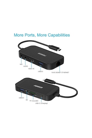 Fideco Type C To 4K Hdmi Gigabit Ethernet Usb 3.0 Hub 9 In 1 (533635682)