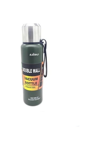 Saibo Çelik Çift Katlı Kamp Termosu Haki Yeşil 1 Litre Haki