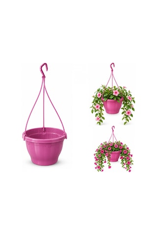 Pembe Fuşya Askılı Saksı 4.5 Lt 3 Adet 24.7x15.2 Cm