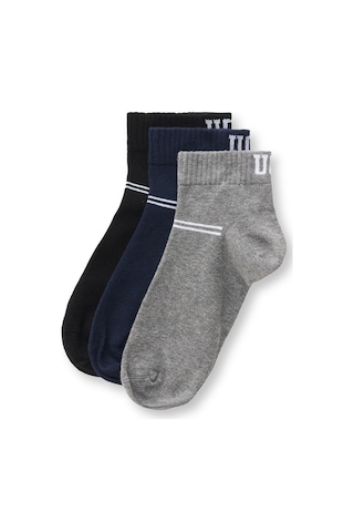 Brennus 3'lü Siyah Lacivert Gri Uzun Jakarlı Standard Fit Unisex Çorap Siyah Lacivert Gri