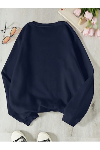 Uyguntarz Unisex The Starry Night Baskılı Oversize Sweatshirt Lacivert