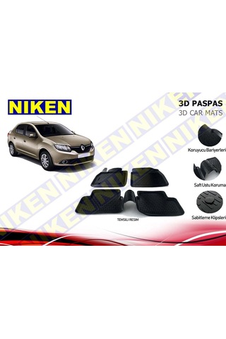 Renault Clio Symbol 3D Havuzlu Paspas 2013+ Niken