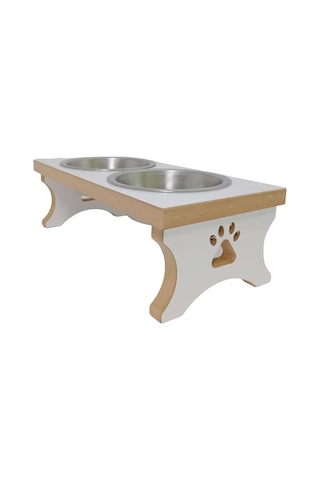 Realwood Ahşap Çelik Kaseli Köpek Mama ve Su Kabı 400 ML